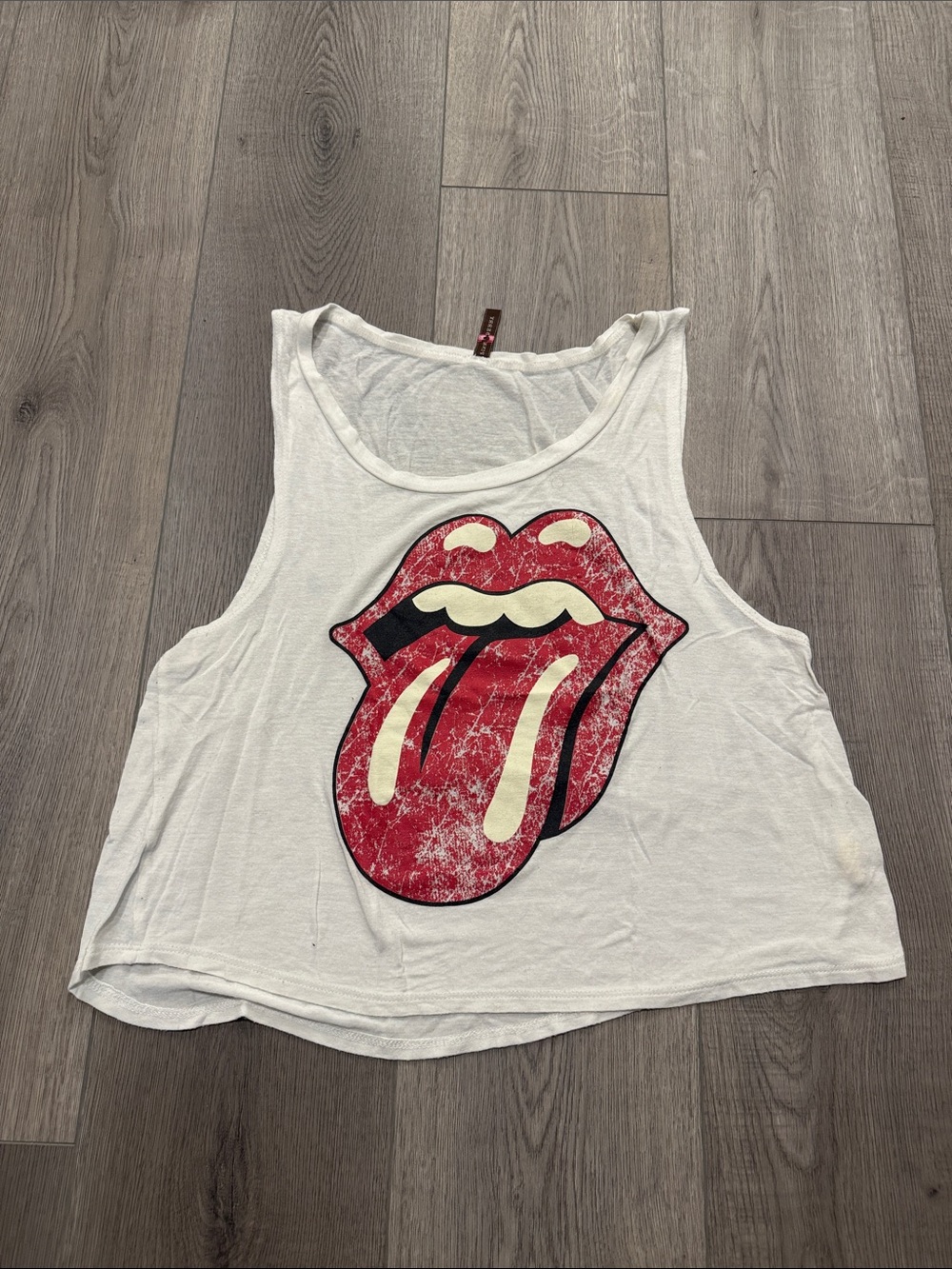White Rolling Stones Graphic Tank Top